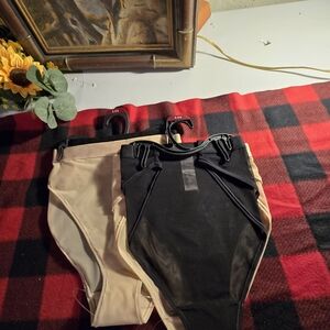 Black and Beige High-Waist Shapewear Set